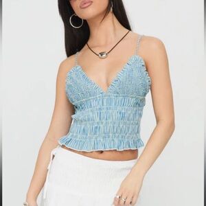 PRINCESS POLLY Smoked Y2K Babydoll Crop Top